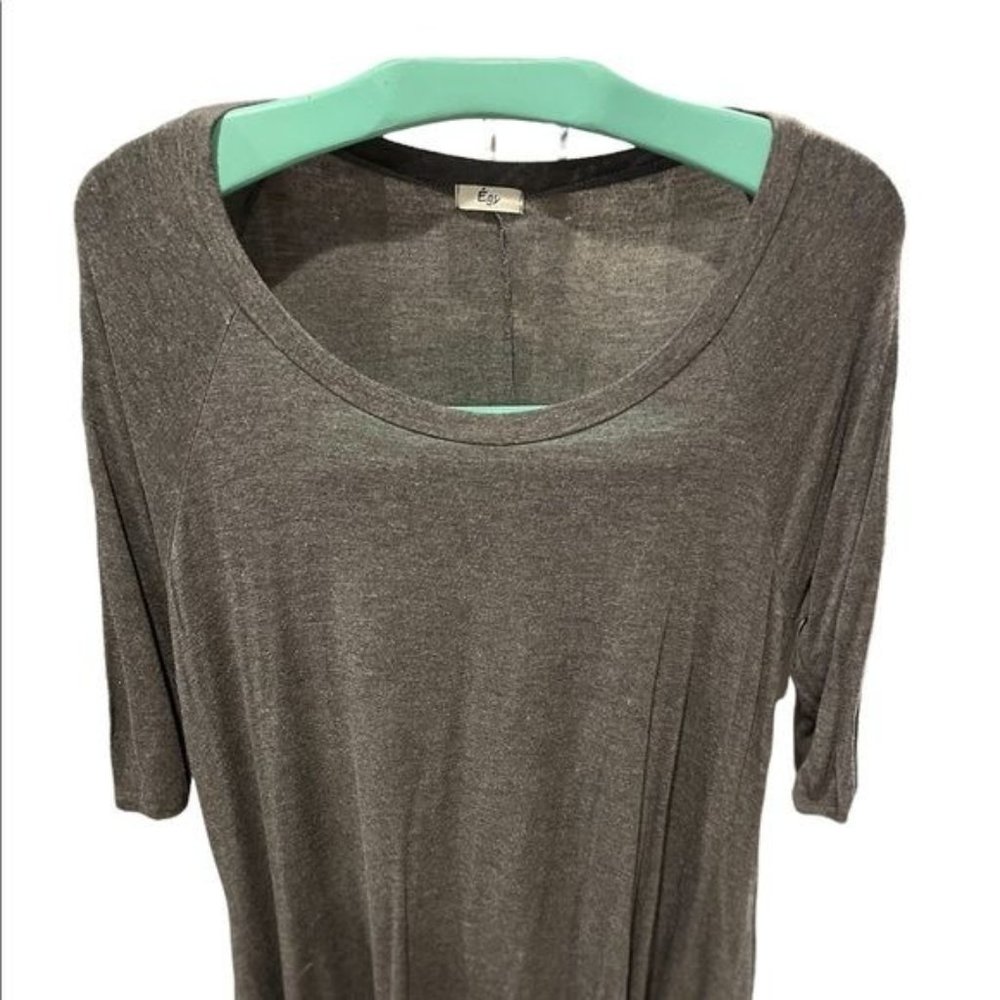 Egs Boutique Heather Grey Women's Size 1X Light Weight Sweater Tunic Scoop Neck